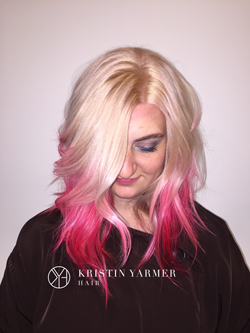 Hot Pink Blush Blonde Ombre Textured Bob Kristin Yarmer Hair